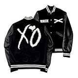 Nuixen Ltd Mens XO Varsity Bomber Jacket Black Wool leather Sleeves Jacket (US, Alpha, 3X-Large, Regular, Regular, Black)