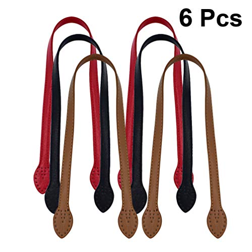 SUPVOX Lady Parts 6pcs 24 Leather Purses Straps Leather Bag Handles Replacement Purse Straps Handbag Bag Wallet Straps (Red Black and Yellow Brown- Each Color 2pcs) Women's Crossbody Handbags - Image 2