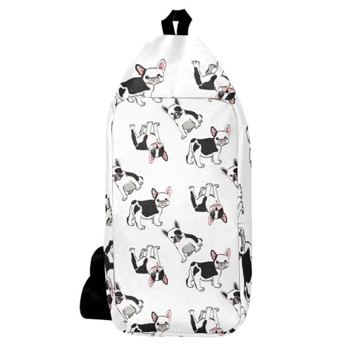 Sac à dos à bandoulière bouledogue français imprimé noir et blanc multicolore