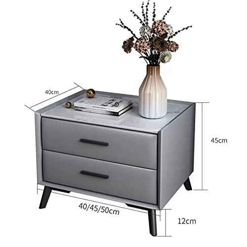 Table de chevet avec tiroir de rangement, meuble rectangulaire bois et ardoise