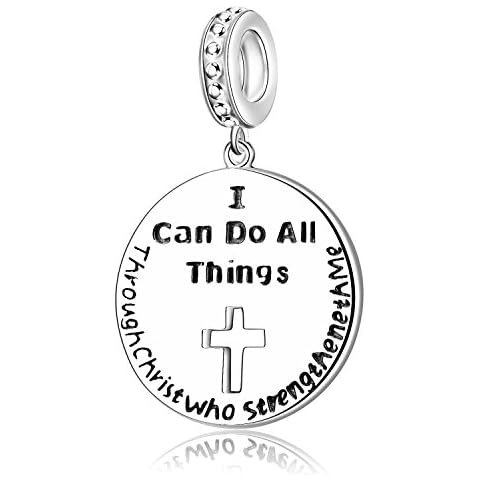 AMATOLOVE 925 Sterling Silver Charms Pendant Necklace I Can Do All Things Through Christ who Strengthen Me Religious Gifts for Women Girls Men Christian Necklace, Sterling Silver Cover