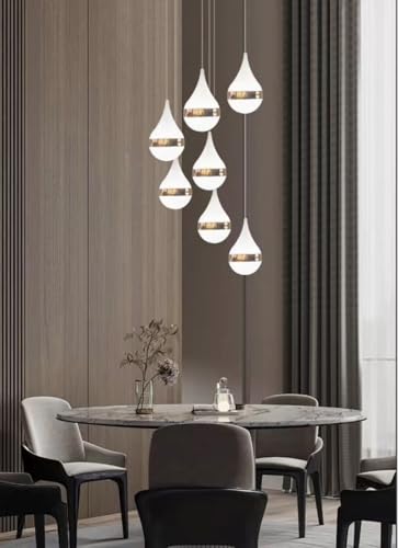 TEKHOME Lampadario LED Moderno a Sospensione 80W, Design Goccia Elegante, Luce Fredda 6500K, Illuminazione per Sala da Pranzo e Soggiorno – LP-18OF (ORO 6500K)