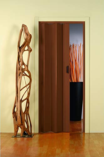 Porta a soffietto in pvc noce marrone da interno con maniglia salvaspazio Monica