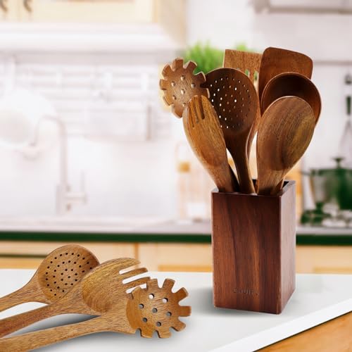 Utensilios de cocina de madera de 8 piezas: protege tus sartenes con elegancia 3