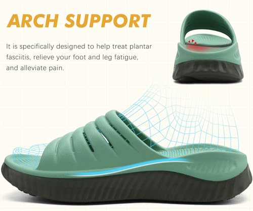Image of GPOS Womens Recovery Slides Sandals with Orthotic Plantar Fasciitis Relief Comfortable Athletic ladies Sandals with Thick Cushion Sole for Indoor Outdoor