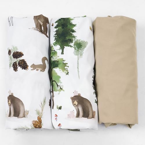 Image of david's kids 3 Pack Bassinet Sheets, Ultra Soft Breathable Comfortable Baby Sheet Set for Boys Girls Neutral, Univeral Fit for Most Cradle and Bassinet Mattress, Woodland Animals