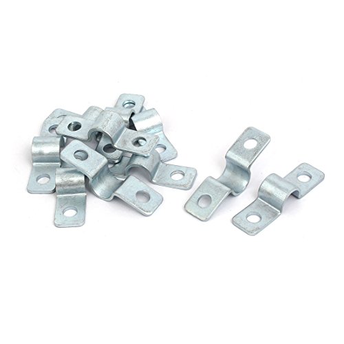 Aexit 12mm Dia Fastener Two Hole Zinc Plated Pipe Strap Clip Clamp Fastener 10pcs Model:64as147qo579
