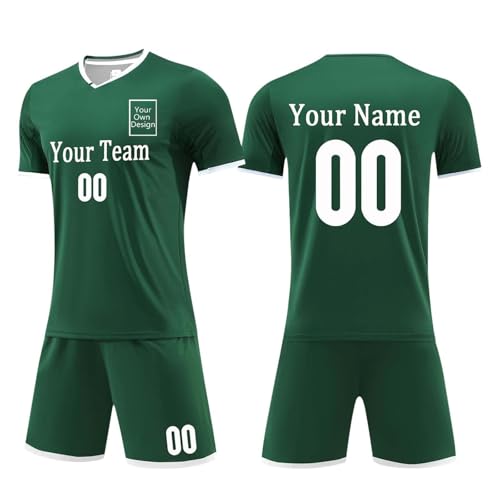 Maillot de Foot Enfant Personnalisé avec Nom Numéro Photo Ensemble Short Tee Shirt Homme Garçon Maillot Personnalisable Tenues de Sport Survetement Foot Vetements...