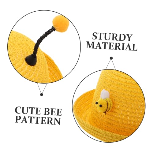 Adorable Bee Pattern Sun Hat Lightweight Breathable Brimmed Beach Cap with UV Protection for Summer Fun for Boys Yellow3