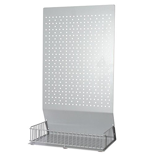 Theken-Lochblechständer mit Eurolochung RAL 9006 Silber