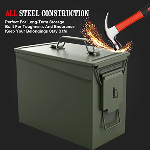 Steel Ammo Cans Box with Welded Locking kit & Combination Lock-Military Army M19A1 Metal Ammo crate Ammunition Boxes for Long Term Storage Case,Waterproof Metal Storage Box (30CAL-M19A1-with Lock)