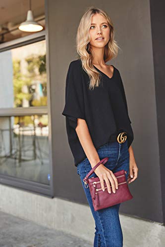 Image of FashionPuzzle Multi Zipper Pocket Small Wristlet Crossbody Bag