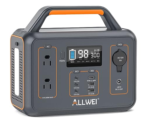 ALLWEI Portable Power Station 300W, Solar Generator 280Wh with 2 AC Outlet, Solar Power Generator Lithium Battery for Outdoor CPAP Camping Power Outage Home Backup (Renewed)