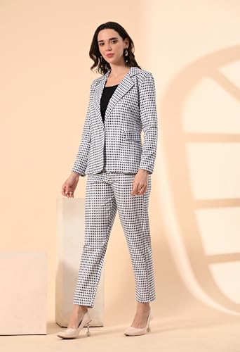 Image of Women's 3-Piece Cotton Blend Suit Set - Formal Blazer, High-Waist Pants & Camisole Top | Elegant Office Wear & Business Attire for Work, Meetings, and Events
