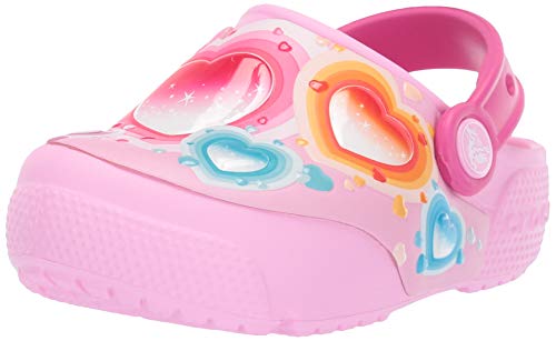 Crocs Kids' Fun Lab Heart Light-Up Clog, Carnation, 3 M US Little Kid