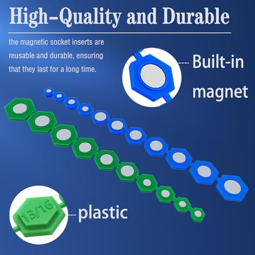 Image of 21PCS Magnetic Socket Insert Adapter Set with Hexagon Profile, 10 SAE Sizes (5 /16-7 /8 inch) and 11 Metric Sizes (8-19mm), for Efficient and Easy Work