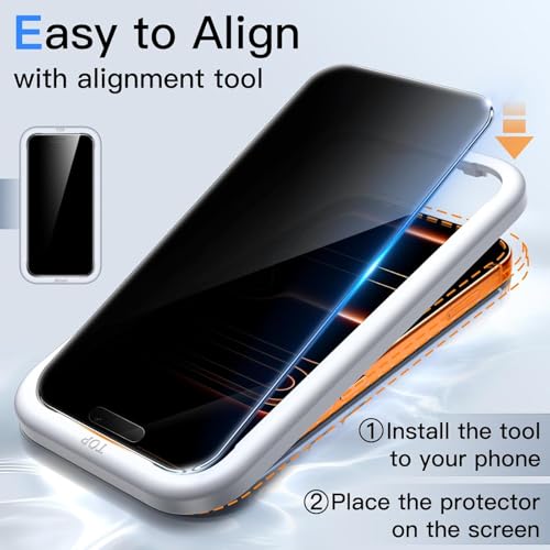 Image of Skinomi 4 Way 360 Privacy Glass Screen Protector for iPhone 17 pro max [2 Pack], Horizontal and Vertical Anti Spy Tempered Glass Screen Film -(Easy Installation Frame)