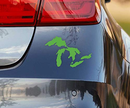 Image of Great Lakes Sticker Michigan Car Decal Premium Heavy-Duty Waterproof Vinyl for Bumpers, Windows, Laptops, Water Bottles or Coolers (Lime Green, 4.5 inch Wide)