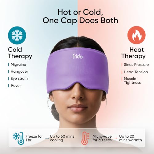 Image of Frido Hot & Cold Therapy Cap | 360 Full Head Coverage | Reusable Cooling & Warming Cap with Gentle Compression | Purple