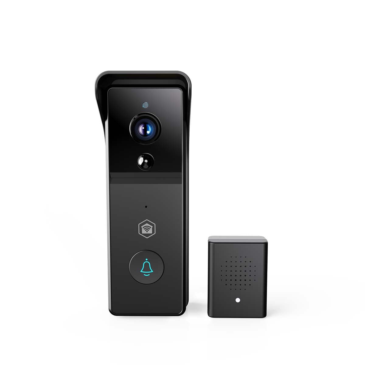 Nedis WIFICDP21BK | Sonnette Vidéo Wi-FI | 3MP 1296p | Grand Angle 100° | Vision Nocturne Infrarouge | Détection Mouvement | Audio Bidirectionnel | Batterie 4400 mAh | Noir