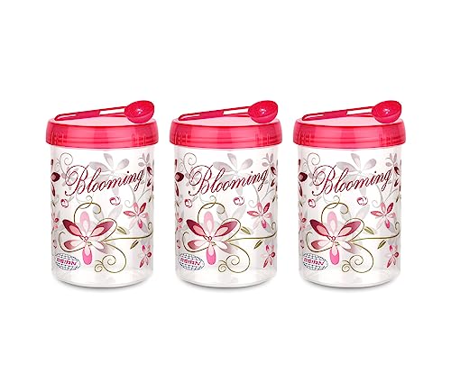 Image of ASIAN Plastowares Turn & Lock Storage Containers 1200ml,Set of 3 With Spoon, Assorted Color