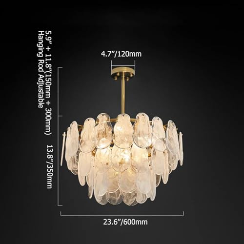 Image of LOVEDIMA Gold Dining Room Chandelier Multi-Tier Lantern Pendant Lighting,Cloud Glass Metal Chandeliers Hanging Ceiling Light Fixtures (6-Light)