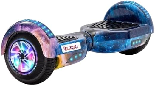 Pulseboard Electric Hoverboard Scooter, 6.5 Inch Self-Balancing Board with LED Lights, Galaxy, for Kids and Adults