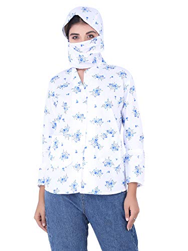 Image of SAMBHAV Girls /Women's Cotton Floral Print Sun Protection Summer Coat With Cap (Pack Of 1).