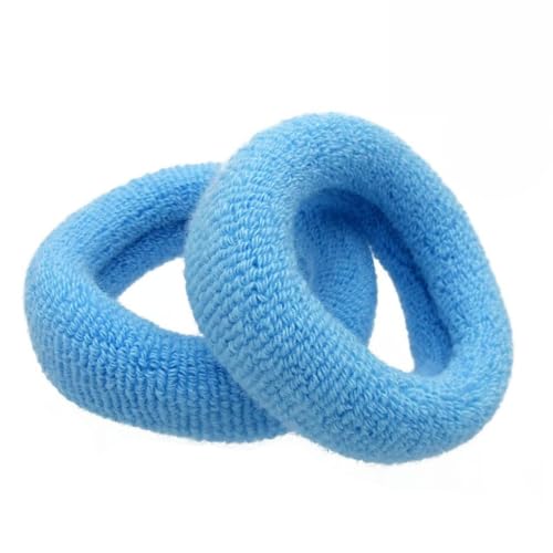 Righe e Pois - Set 2 maxi elastici per capelli spugna di cotone - Made in Italy - cm 2 x diametro cm 7 circa - confezione da 2 elastici per capelli in filanca - 8161-002 (Azzurro)