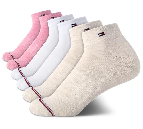 Image of Tommy Hilfiger Womens Quarter Socks - 6 Pack Soft Cushioned Athletic Performance Ankle Socks for Women for Sports and Running