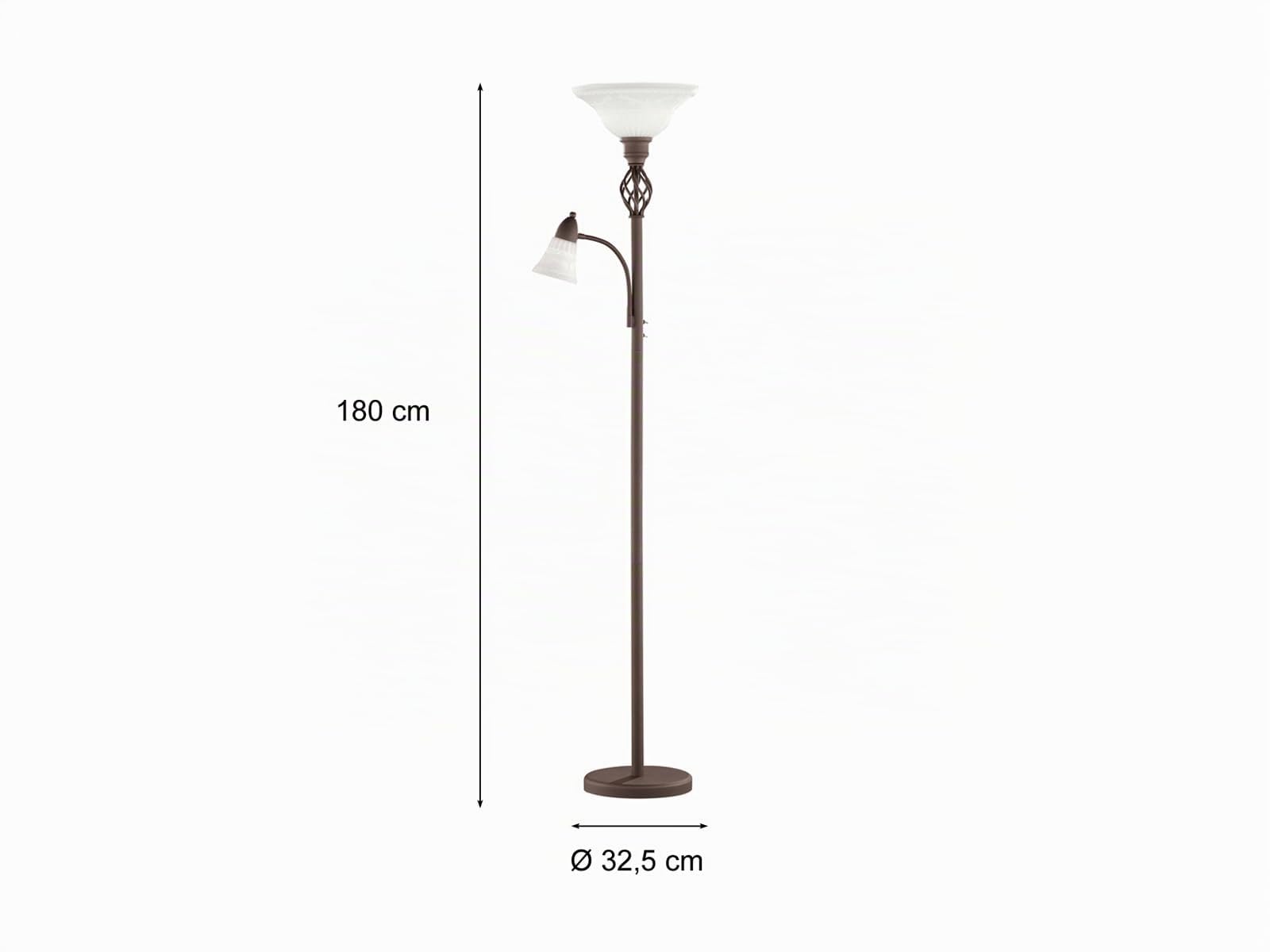 Trio Rustica - Lámpara de pie con brazo lector, 100W, IP20, 400 lumens, E27, color oxido