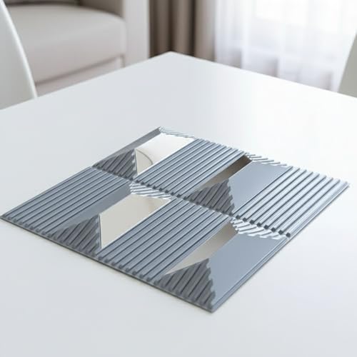 Image of Kayra Decor 3D PVC Wall Panels - Silver Abstract Mirror Design, 19.7 inch x 19.7 inch (Pack of 40) | Covers 107.60 Sq. Ft. |