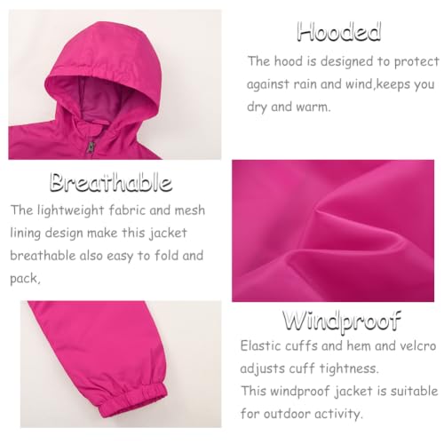Image of SNOW DREAMS Boys Waterproof Rain Jacket Windbreaker Lightweight Coat Kids Raincoat Outerwear