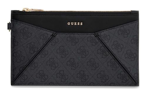 Sac zippé GUESS Zip Flat Pouch Coal Multi gris compact contre l'encombrement