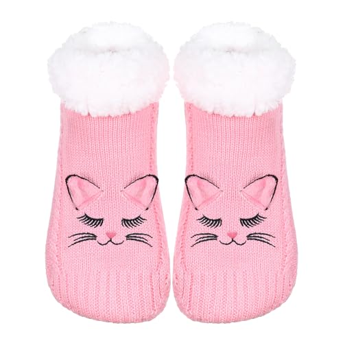 Image of ZYZX Cute Cat Slipper Socks for Women with Grips,Fuzzy Socks Indoor
