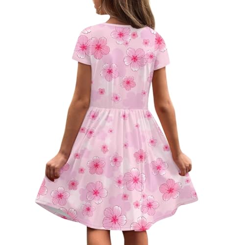 Image of Short Sleeve Dress for Girls with Pockets Cute Toddler Girl Clothes Summer 2-12