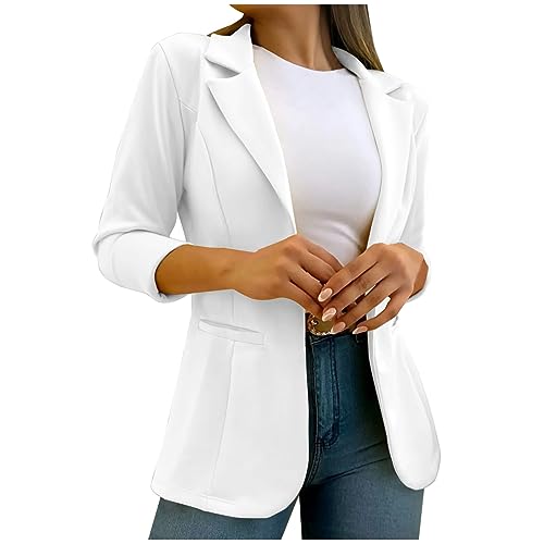 Fashion Women Blazer Jackets Turn Down Collar Blouse Long Sleeve Casual Fall Winter Work Coat Open Front Cardigan