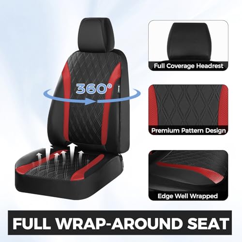 Image of FLORICH Car Seat Covers Full Set, Leather Seat Covers for Cars, Car Seat Protector Waterproof Breathable, Universal Automotive Seat Covers, Front and Rear Car Seat Cover Fit for Most Cars SUV Truck