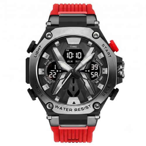 Image of Shocknshop Analog Digital Sports Rubber Stylish Multifunctional Electronic LED Black Dial and Band Wrist Watch for Men Boys | Dual Display Chronograph, Alarm, Backlight, Stopwatch -WCH403