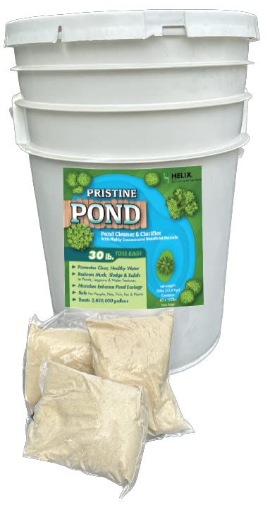 Pond Cleaner & Clarifier - Outdoor Pond Treatment to Remove Muck & Sludge with Natural Pond Bacteria for Clear Water in Outdoor Ponds, Safe for Live Koi Fish & Water Plants, 30lbs, Treats 2.8M Gallons