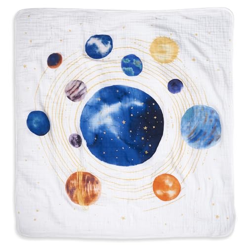 Image of aden + anais 100% Organic Cotton Muslin Dream Blanket, Perfect for Babies, Infants and Toddlers, Crib Blanket, Nursery Essential, Space Orbit