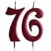 Red 76th Birthday Candle, Number 76 Years Old Candles Cake Topper, Woman Or Man Party Decorations, Supplies