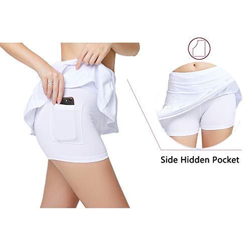 Birbyrrly Women's Tennis Skirts With Shorts Skorts Skirts For Women With Pockets Golf Skirts Pleated Athletic Workout Running White S #TOP3