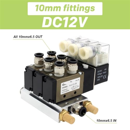 Électrovanne 4V210-08 DC12V à 7 stations avec base et raccords 10mm
