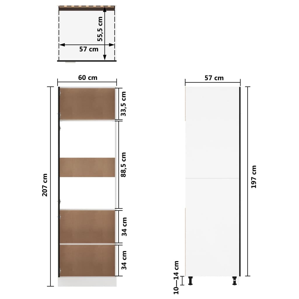 vidaXL Armario frigorífico Lyon Negro 60x57x207 cm de Madera de ingeniería