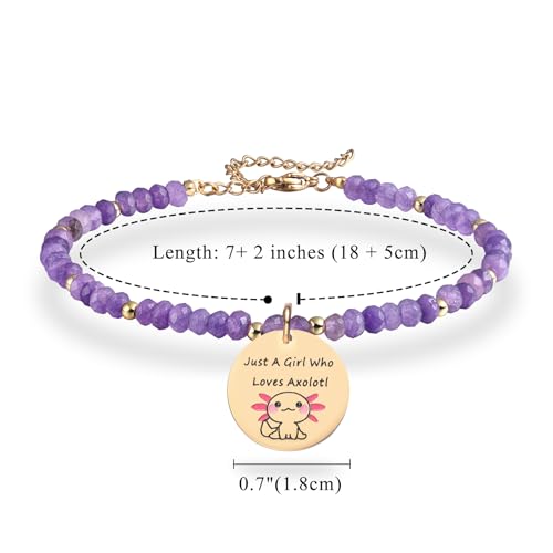Melix Home Axolotl Gifts Bracelet Cartoon Kawaii Stuff For Fans Teen Women Birthday Present Natural Stone Bracelets2