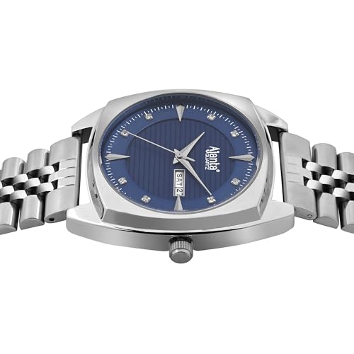 Image of Ajanta Quartz Analog Watch for Men | Stainless Steel Bracelet | Round Dial with Square Case | Classic Formal Wrist Watch | Office Wear|AWC132ESG