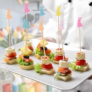 JtmyAota 100 Pack Easter Toothpicks for Appetizers, 4.7 Inch Natural Bamboo Cocktail Picks for Cake Dessert Food Fruit Easter Party Decorations JtmyAota 100 Pack Easter Toothpicks for Appetizers 47 Inch Natural Bamboo Cocktail Picks for Cake Dessert Food Fruit Easter Party Decorations