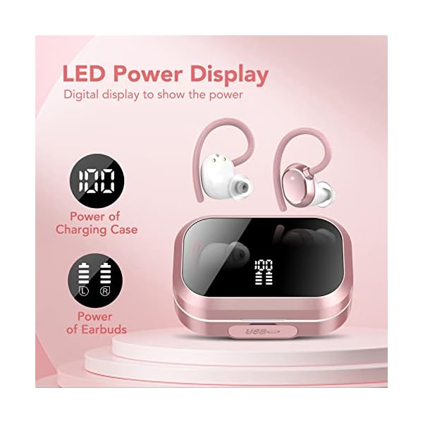 KT1 Wireless Earbuds V5.3, 120H Playtime, Bluetooth Earbuds for Small Ear, IPX7 Waterproof Running Headphones, Deep Bass, Over Ear Sport Earbuds Wireless Bluetooth Earphones for Android iOS - Image 4