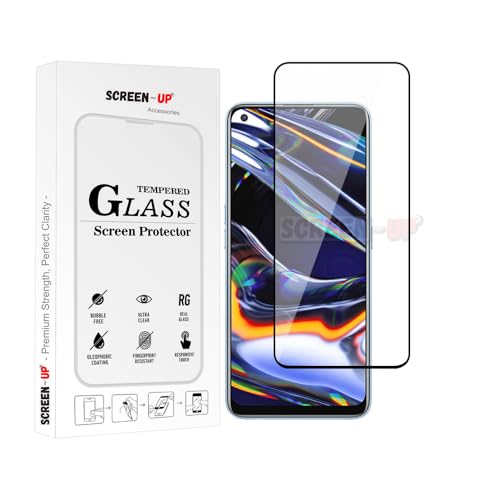 Image of ScreenUp Tempered Glass For Realme 7 Pro /Realme X7 / Realme V15 5G - Ultra Clear, 9H Scratch Resistant, Full Coverage, Easy Install Screen Protector